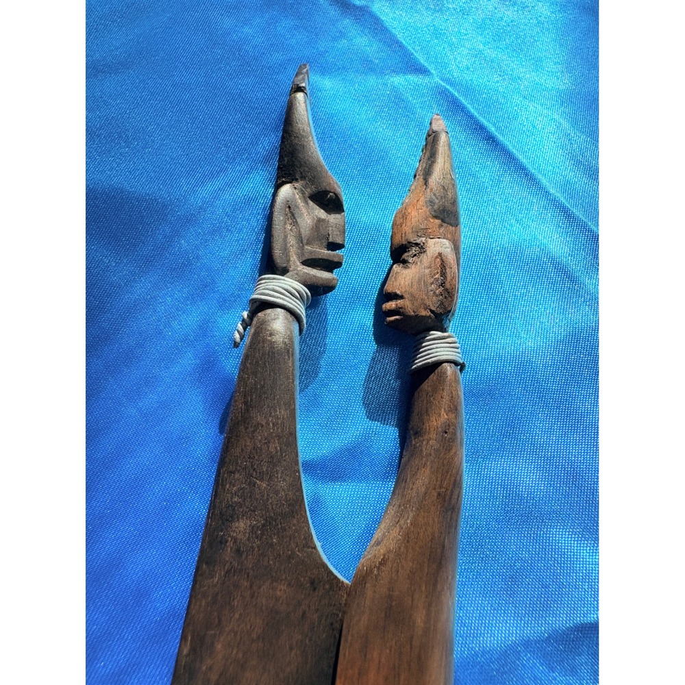 Vintage Hand Carved African Tribal Wood Letter Opener‎ Pair Set of 2 - Picture 16 of 16